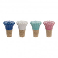 AIRTIGHT BOTTLE CAP DKD HOME DECOR STONEWARE (4 PCS) (4 X 4 X 6 CM)