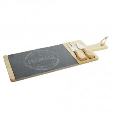CUTTING BOARD DKD HOME DECOR BLACK BAMBOO BOARD (3 PCS) (40 X 14 X 2 CM) (3 X 2 X 12 CM)