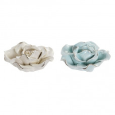 DECORATIVE FLOWER DKD HOME DECOR BEIGE PORCELAIN SKY BLUE (2 PCS)