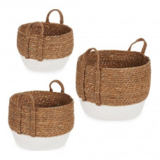 BASKET SET WHITE/BROWN MARINE ALGAE (3 PCS)