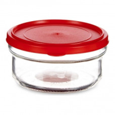 ROUND LUNCH BOX WITH LID RED PLASTIC GLASS (415 CL)