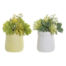 DECORATIVE PLANT DKD HOME DECOR WHITE GREEN YELLOW EVA PE (15 X 15 X 19 CM) (2 UNITS)