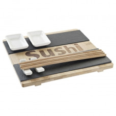 SUSHI SET DKD HOME DECOR NATURAL BLACK BOARD BAMBOO (25 X 22 X 3 CM)