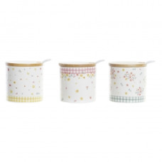 SUGAR BOWL DKD HOME DECOR VICHY BAMBOO DOLOMITE (7,5 X 7,5 X 7,5 CM) (3 UNITS)