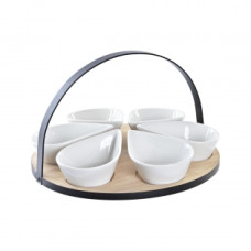 APPETIZER SET DKD HOME DECOR METAL BAMBOO STONEWARE LOFT (7 PIECES) (25 X 25 X 14 CM)