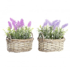 DECORATIVE PLANT DKD HOME DECOR PINK LILAC WICKER PE (19 X 12 X 22 CM) (2 UNITS)