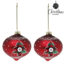 CHRISTMAS BAUBLES 8 CM (2 UDS) CRYSTAL RED